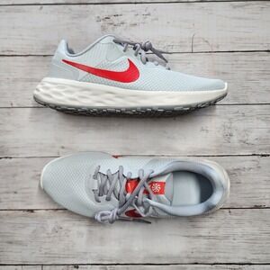 Sz 10 WMNS NIKE Revolution 6 NN Pure Platinum‎ Crimson DC3729 010 No Lid
